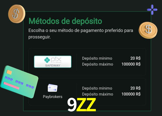O cassino 9ZZbet oferece uma grande variedade de métodos de pagamento